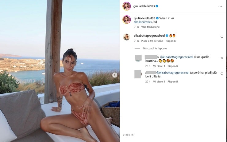 giulia de lellis spettacolo bollente bikini commento elisabetta gregoraci